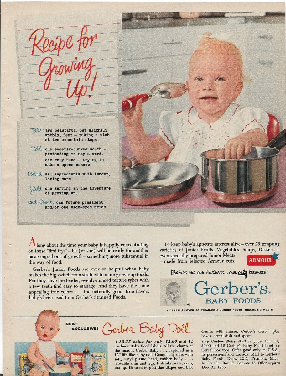 Gerber's HEINZ Baby Food Two 1955 Magazine Print Ads