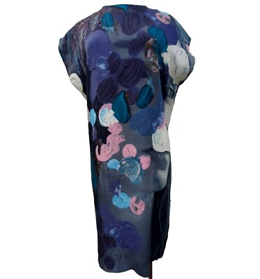 Vintage MSGM Abstract Cocktail Sheath Dress Sz 42 Blue Pinks Purple 