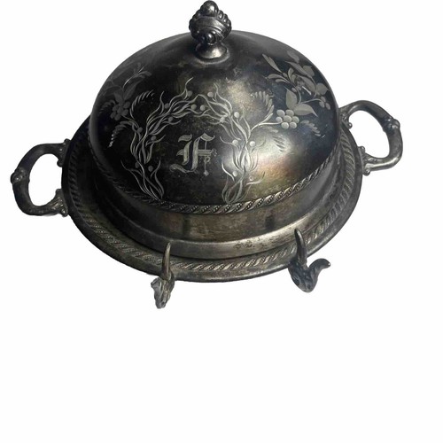 Pairpoint Quadruple Plate Vintage Silverplate Butter Dish 555 - Afbeelding 1 van 5