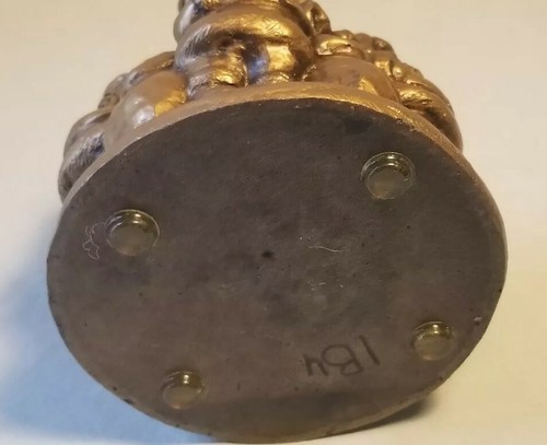 Vtg Santa Candleholder Piller Tea Light Goldish Bronze MCM - Picture 10 of 11