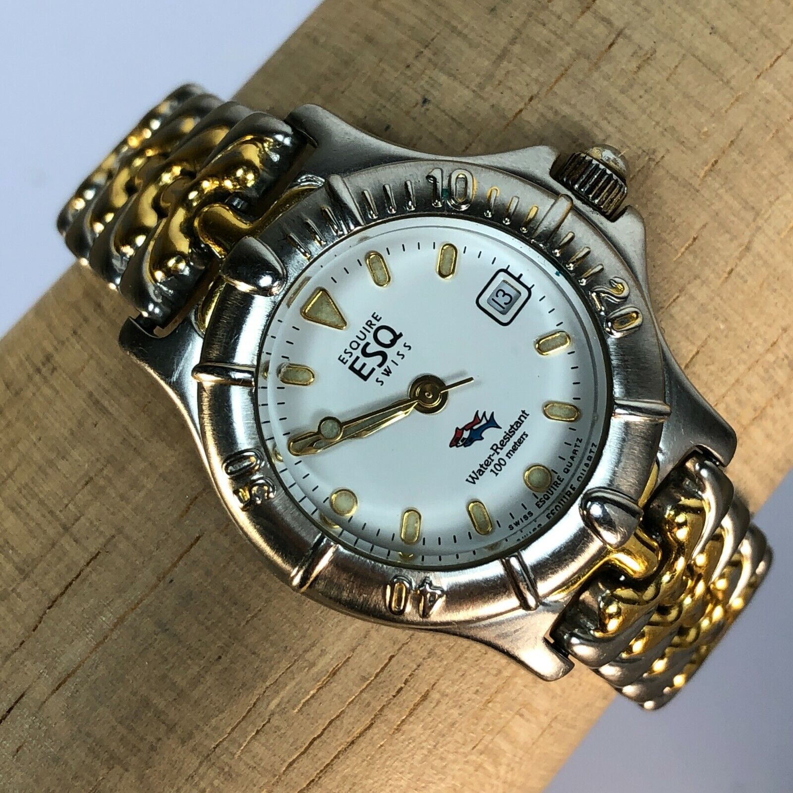 Vintage Esquire ESQ Swiss Womens Two Tone Stainless Steel Sport Quartz Watch