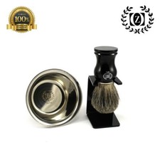 3 PC WET SHAVING SET- 100 PURE BADGER HAIR SHAVING BRUSH, STAND  SHAVING CUP