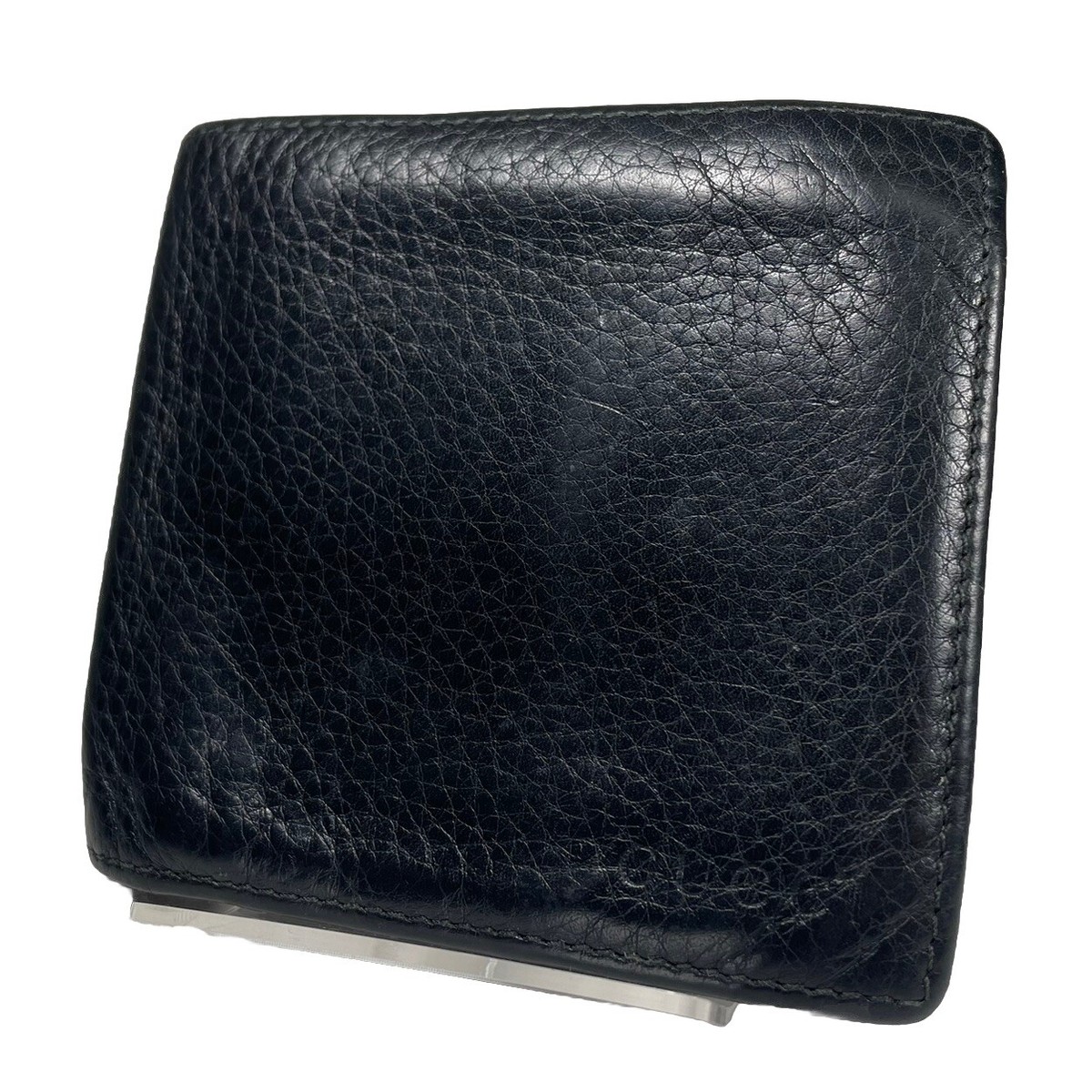 GUCCI Wallet Bifold Purse Leather Black Coin Case Men GG Black