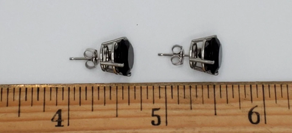 New Genuine 10mm Round Smokey Quartz 14KWG Stud Earrings W/ Butterfly Backs - Image 2 of 4