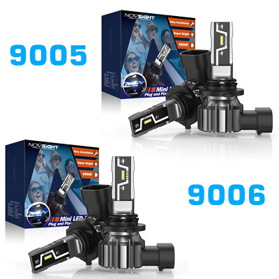 NOVSIGHT 9005+9006 Combo LED Headlight Kits High/Low Beam Bulbs 6500K Cool White