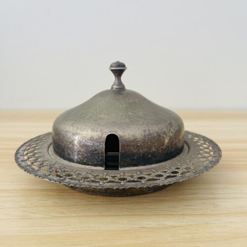 Vintage Silver Plate EPNS Butter Dish With Lid, Glass Dish Insert Art Deco - Picture 2 of 9