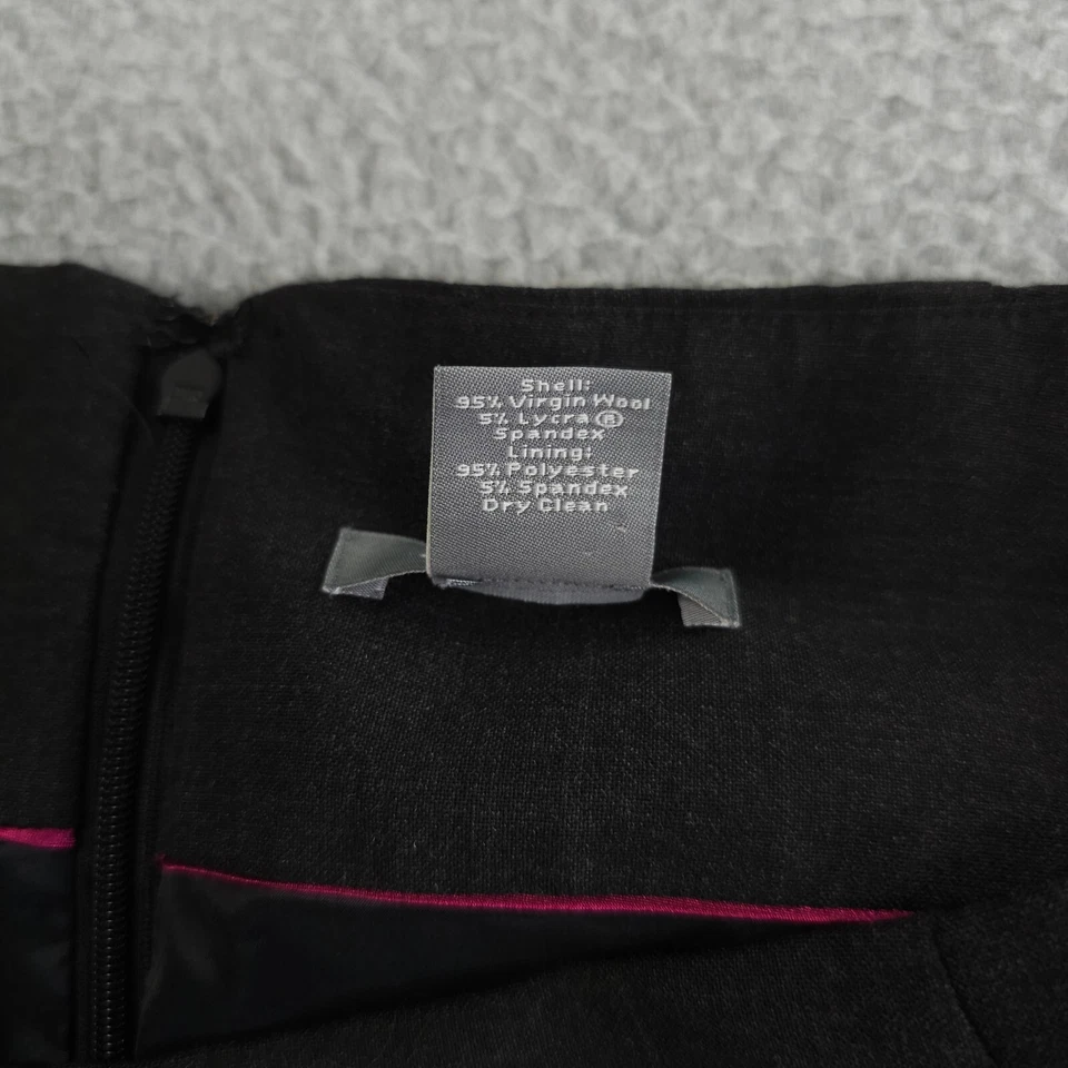 Falda Ann Taylor para mujer 8 gris oscuro plisada dobladillo debajo de la rodilla lana virgen elástica Foto 4 de 4