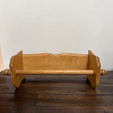 Vintage Wooden Hanging Paper Towel Holder  Needs Hanger