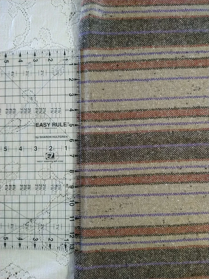 Brown Tan Rust Stripe Lightweight Wool Fabric 20" Long x 62" Wide - Image 3 of 4
