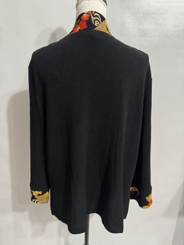 Soft Surroundings Size XL Women Kimono Cardigan Blazer Floral Black One Button - Picture 9 of 13