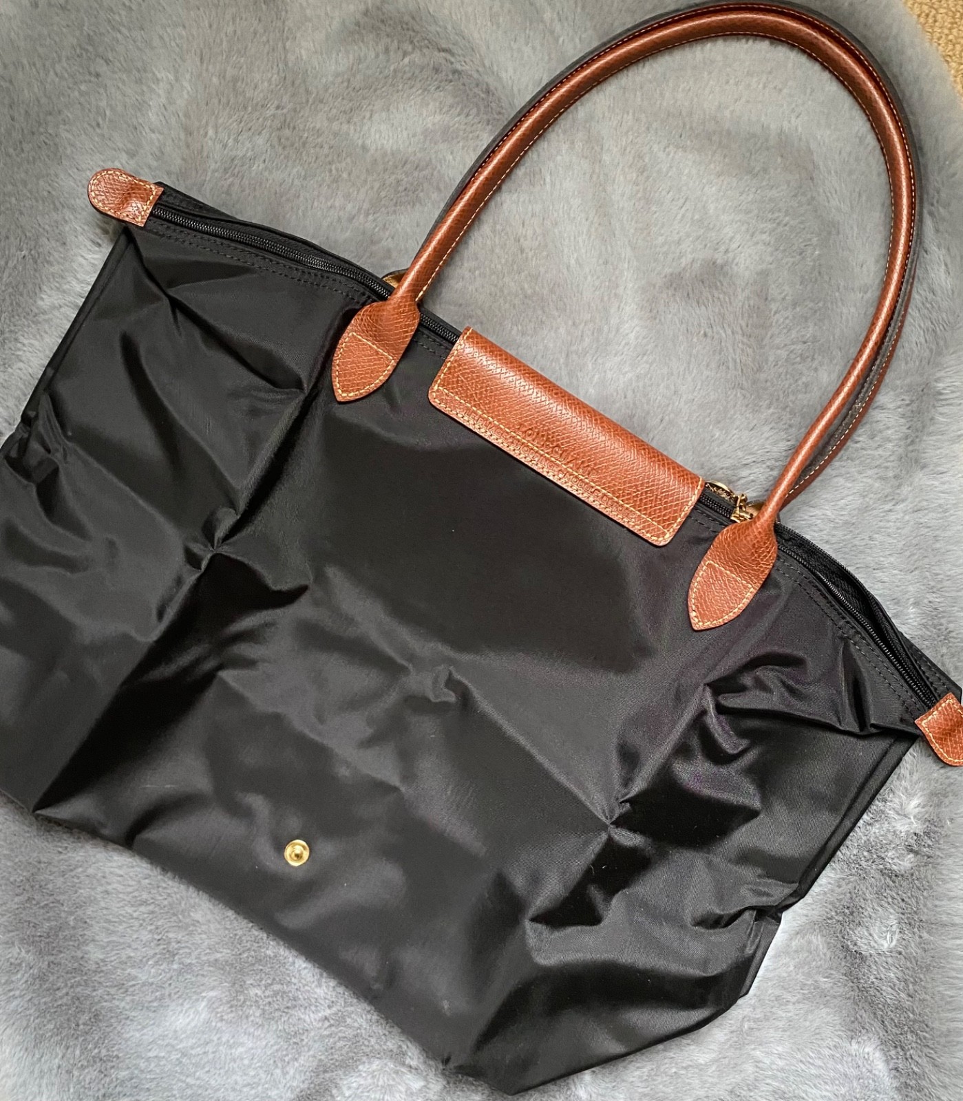 NEW 2010s Authentic Longchamp Le Pliage Original Black Large Tote Shoulder Bag image 10