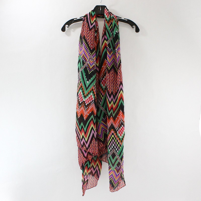 Sheer Multicolor Chevron Pattern Scarf 34"x72"