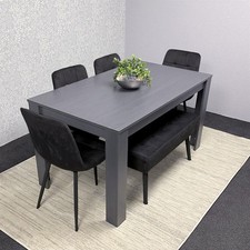 Kosy Koala Modern Dining Table Set with 4 Black Velvet Chairs And 1 Black Bench