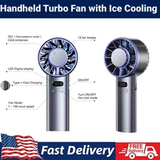 Mini Portable Handheld Turbo Fan 5200mAh w/ Ice Cooling Speed (1-100) Adjustable