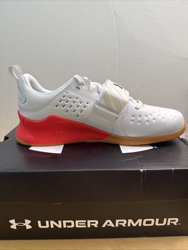 Under Armour Reign Lifter Training Shoes White Racer Red Black Men's US 8.5 NIB - Picture 5 of 10