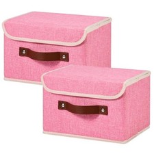 2PCS Storage Bins Boxes with Lids Decorative Fabric Baskets Small  Pack of 2 
