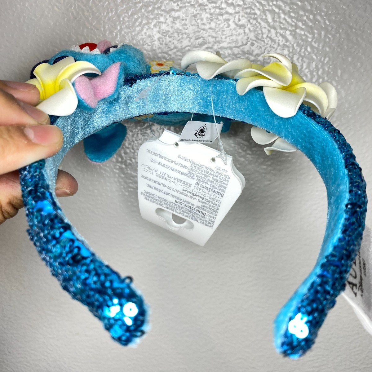 Disney Aulani Resort Lilo & Stitch Plumeria Blue Sequin Ears Headband Hawaii New Disney Aulani Resort Lilo & Stitch Plumeria Blue Sequin Ears  main image 2
