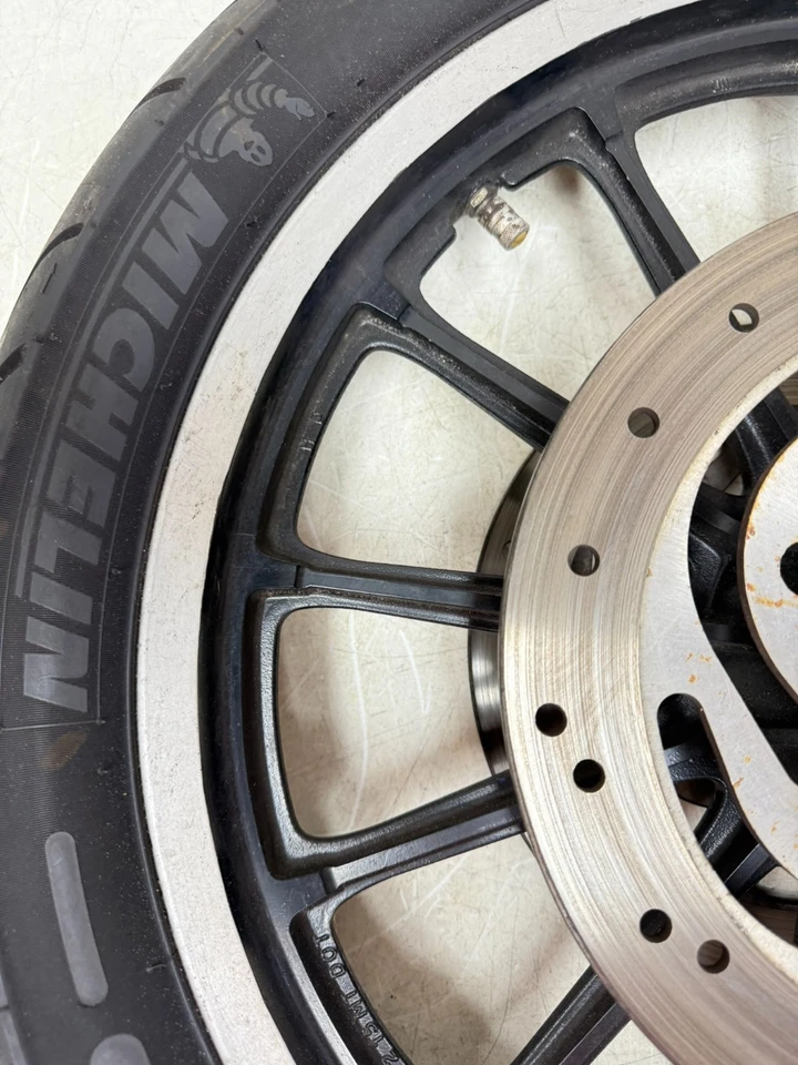 2004 HARLEY SPORTSTER R Front Wheel Rim Tire 13 Spoke Dual Brake Rotor - Image 3 of 4