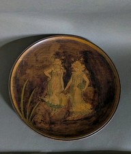 Rare Antique Pyrography Pokerwork  Wall Hung Plate 1900 Cicely Mary Barker Fairy
