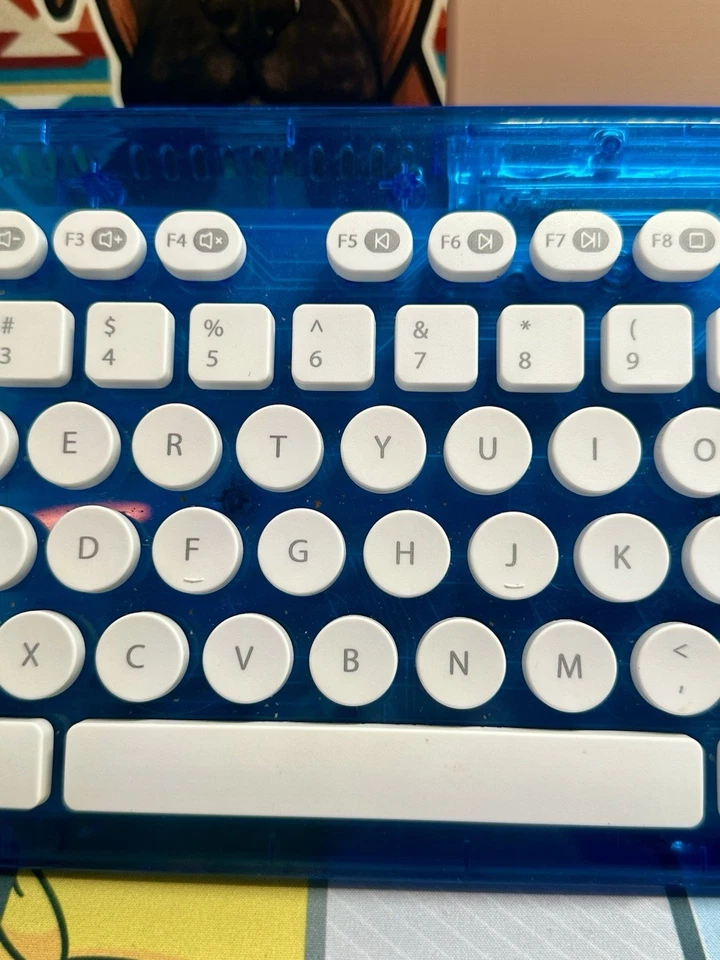 PDP Rock Candy Blue Wireless Keyboard Washable No Dongle 904-005 Untested Retro - Image 4 of 4