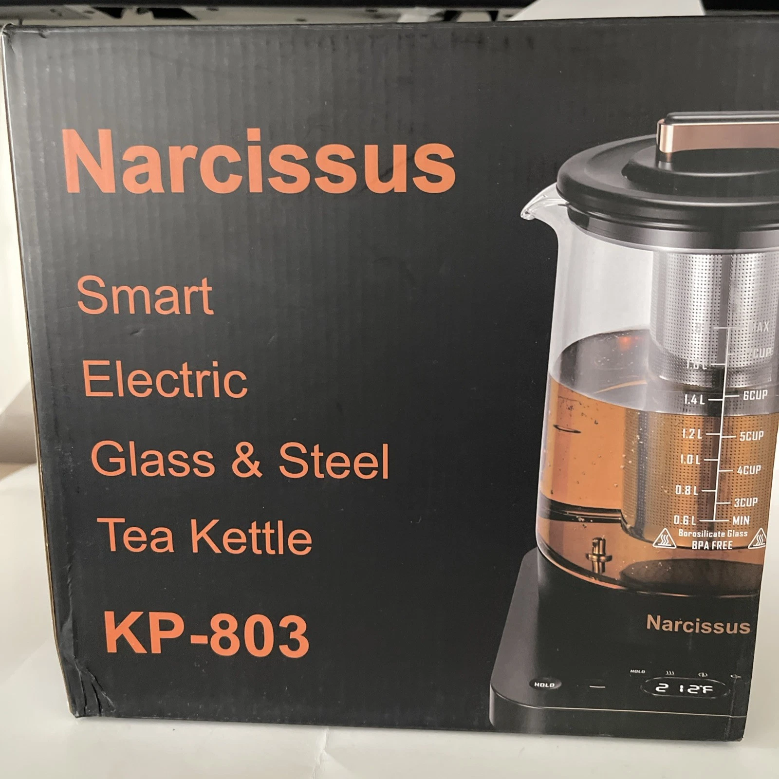Smart Electric Tea Kettle Glass & Steal Model KP-803