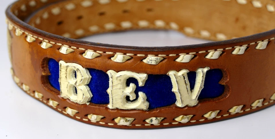 Kona Kut by Nocona Womens Hand Tooled Leather Belt Sz 28 Brown Bev Western Rodeo - Image 3 of 4