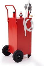 40 Gallon Red Gas Caddy Fuel Diesel Oil Transfer Tank, 4 Wheels Portable Pump