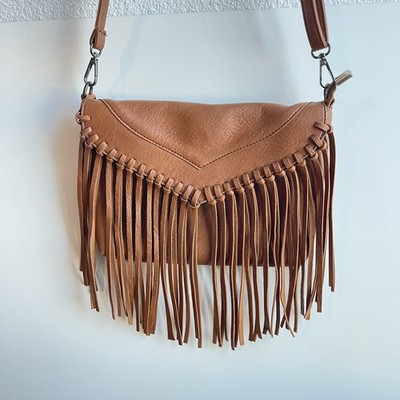 HDE Women's PU Leather Hobo Fringe Crossbody Tassel Purse Vintage Small Handbag