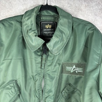 ALPHA INDUSTRIES CWU-45 Heritage Bomber Jacket Mens Size XL Sage