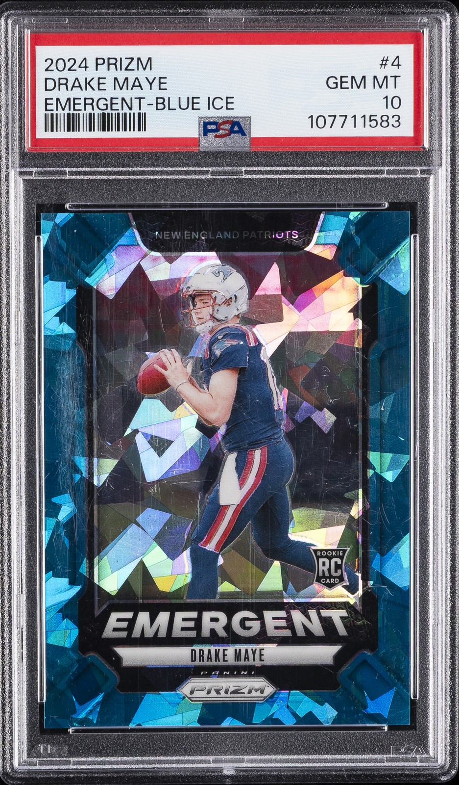 2024 PANINI PRIZM EMERGENT BLUE ICE #4 DRAKE MAYE 11/99 PSA 10