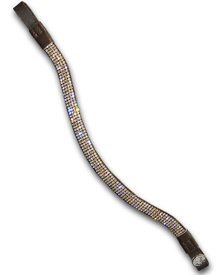 Full Size, Diamond Wave versilbertes Kristall Stirnband, braunes Leder