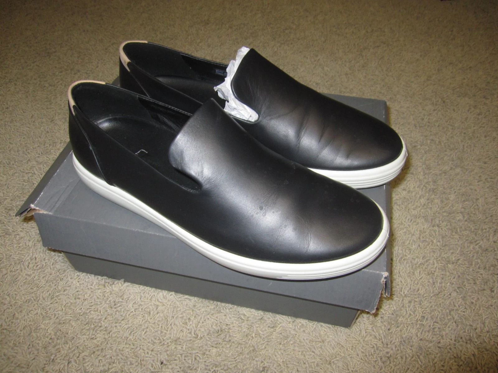 ECCO Soft 7 scarpe slip on in pelle sneakers nere donna taglia 42 EU 11 US NUOVE