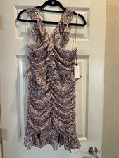 ASTR The Label Floral Wrap Mini Dress M Ruffled Cottagecore Milkmaid Soft Girl