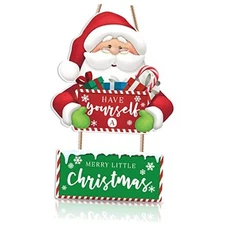  Have Yourself A Merry Little Christmas Wooden Hanging Sign, Santa Claus Xmas 