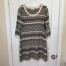 Pink Rose Black and Cream Knit Sweater Dress Size XLarge