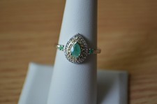 1.10ct AAAA Kagem Zambian Emerald / Multigem Ring Rhodium  Sterling Silver Sz 7