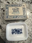 Vintage Avon Delft Blue Floral Milk Glass Soap Dish and Box