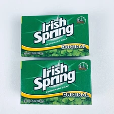 2x Irish Spring Original Deodorant Bar Soap 3.75 Box USA No Flaxseed Linseed Oil