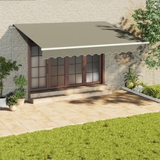 Patio DIY Manual Awning Garden Canopy Sun Shade Shelter Retractable Grey 4 Sizes
