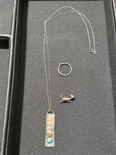 Sterling Silver Jewelry Lot (3), Vintage Pin, Artisan Crafted Necklace and Ring