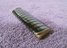 1980s COLIBRI Ladies Slim Electro Quartz Series Striped Gas Lighter Used & Works