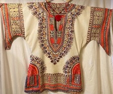 Boho Retro handmade indie hippy pocket blouse XM/S and red bead necklace unisex