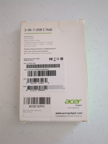 Acer UHS-II USB C Hub Argent ODK3A0 Adaptateur - Photo 4/7