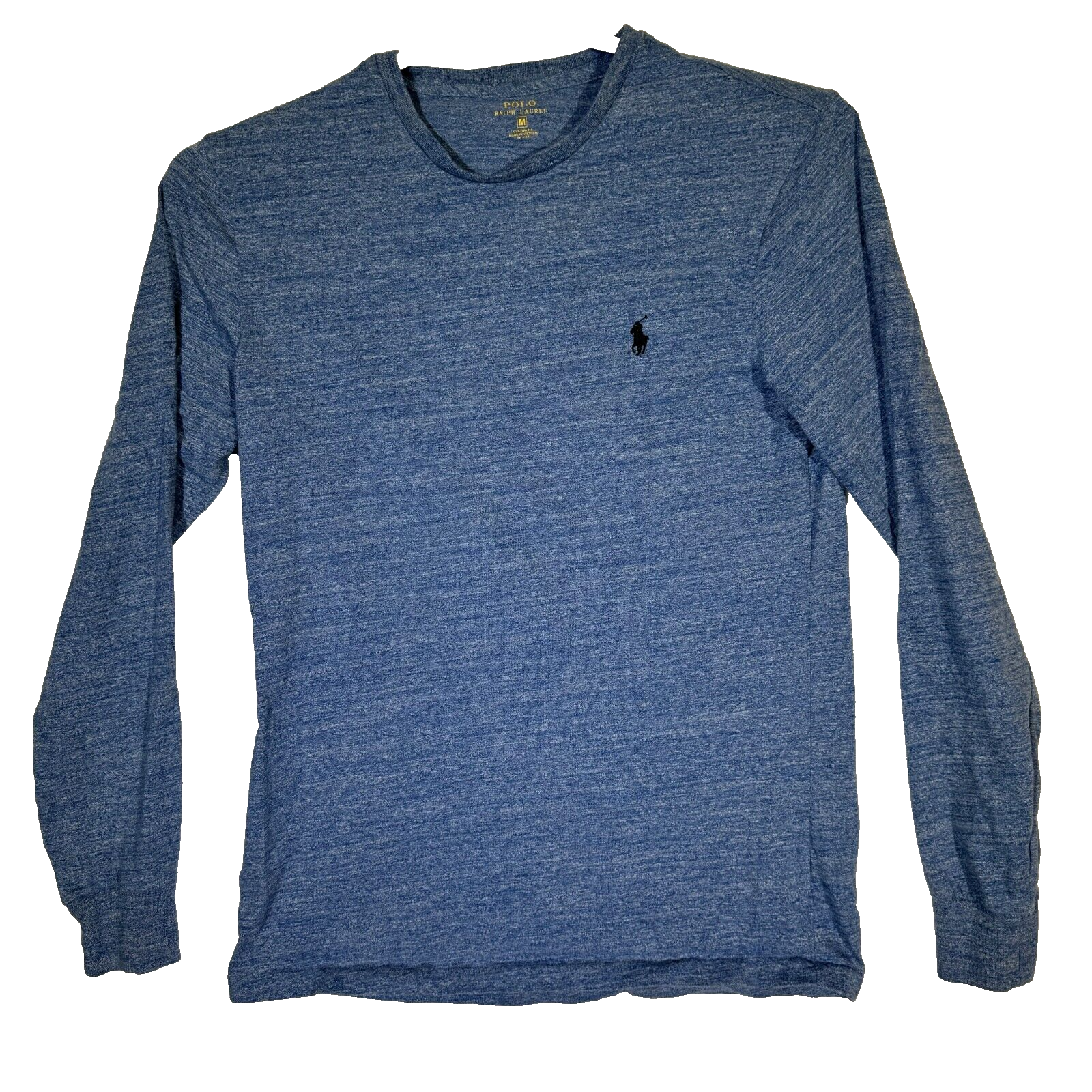 PONY Polo Ralph Lauren uomo camicia M blu erica vestibilità personalizzata maglione manica lunga M568