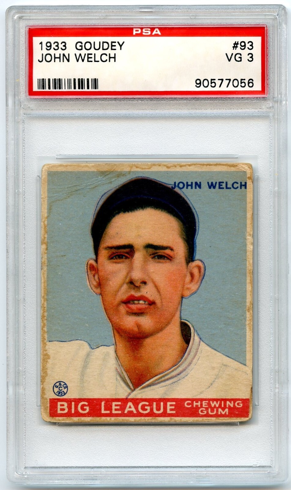1933 Goudey #93 John Welch PSA 3 Red Sox