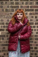 Oxblood Red Wetlook Puffer Coat - Puffer Jacket - Papaya Outerwear Size 16