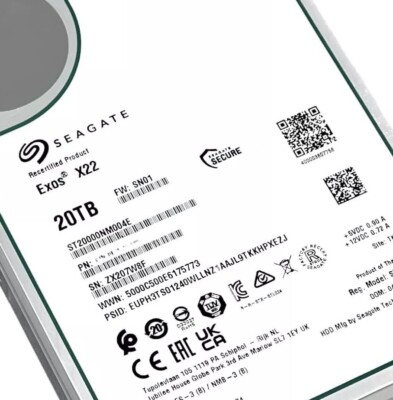 Seagate EXOS X22 20TB SATA 6Gbps 7200RPM 3.5