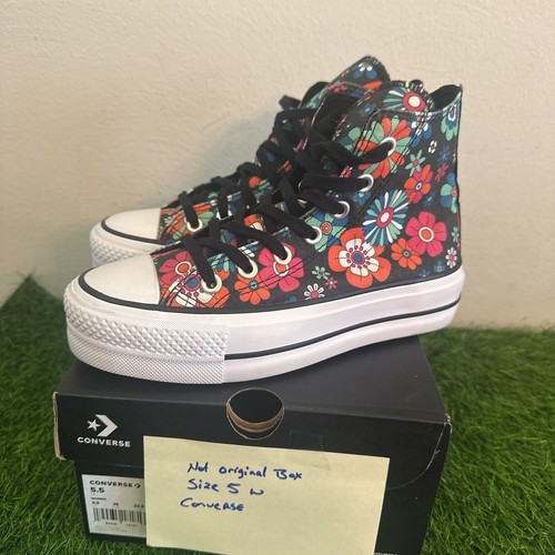 NEW Womens Converse Chuck Taylor All Star Lift Hi Black Y2K Floral PLATFORM - Picture 2 of 6