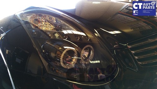 Black LED DRL Angel Eyes Projector Headlights for NISSAN G35 V35 350GT Coupe - Picture 6 of 12