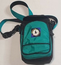 VTG 80s Quality Accessories Camera Bag Padded Pouch Teal Black Strap Green